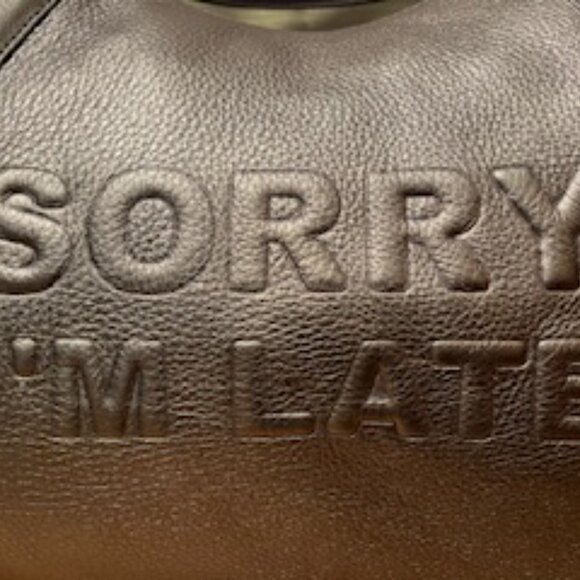 Aimee Kestenberg SORRY I'M LATE Lilac Metallic Pebbled Leather Satchel RARE FIND - Picture 10 of 11